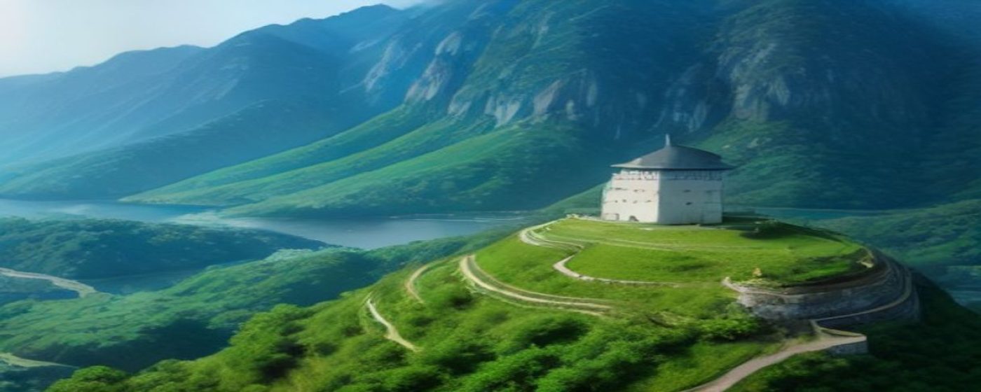 云南山林中清晨薄雾弥漫的蘑菇采集场景，一位采集者手持竹篮穿行于松林间，地面铺满苔藓与落叶，松茸等珍贵菌种若隐若现，整体氛围自然清新充满野趣，契合采蘑菇社区的品牌气质